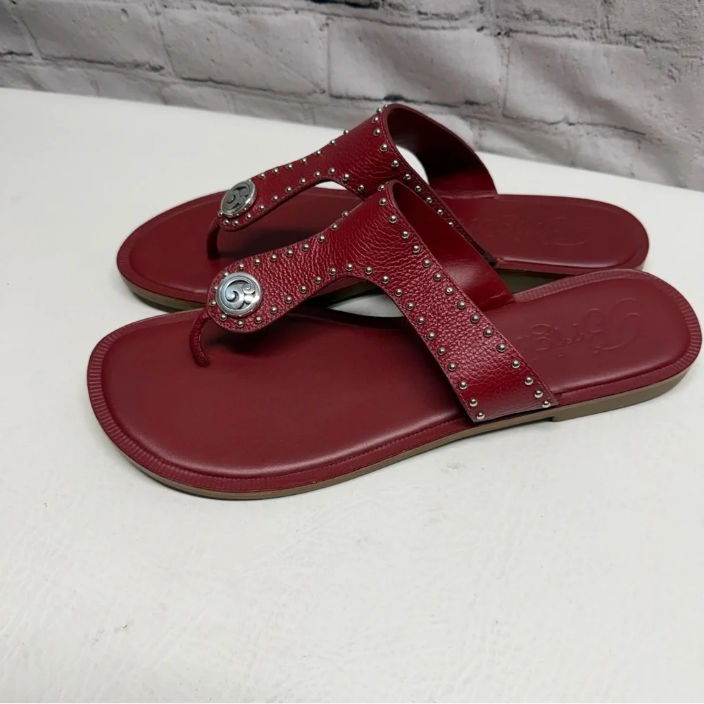 Brighton Orla Red Studded Toe-Post Sandals size 11